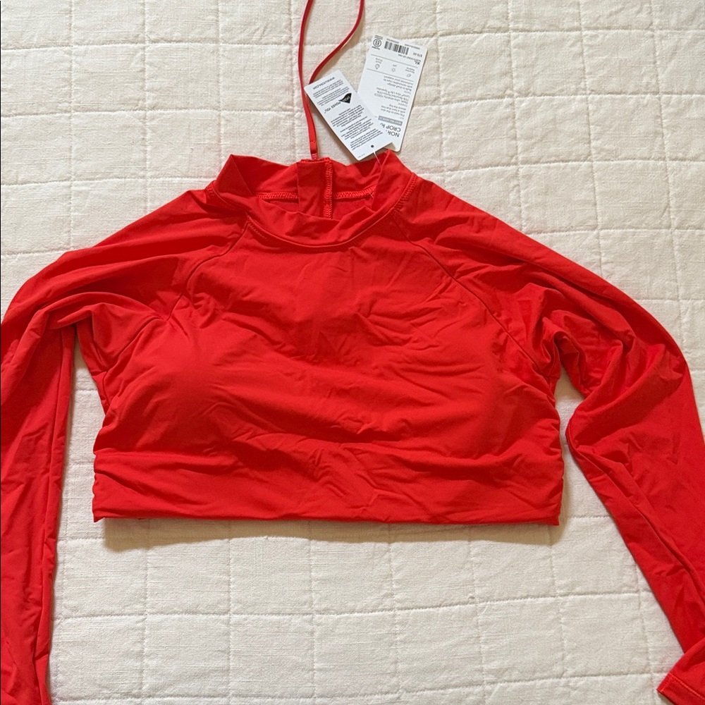 Athleta Vibrant Red Swim Crop Top